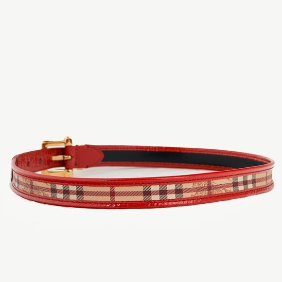 Burberry Check Coated Canvas & Pink Leather-Trim Belt - Picture 2 of 5